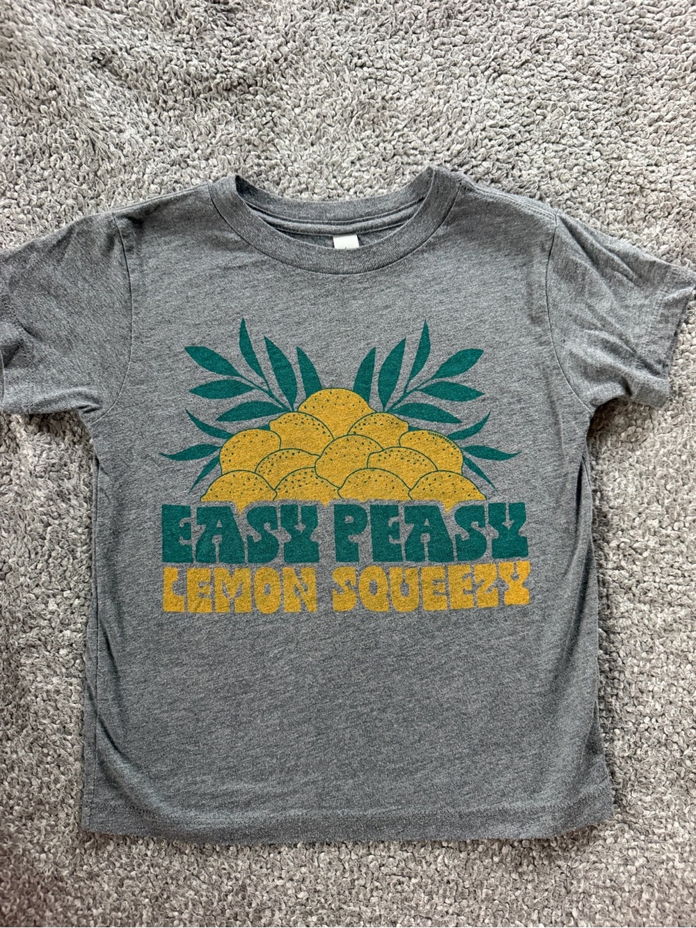 Easy Peasy Lemon Squeezy Kids Graphic Tee - Gray & Yellow